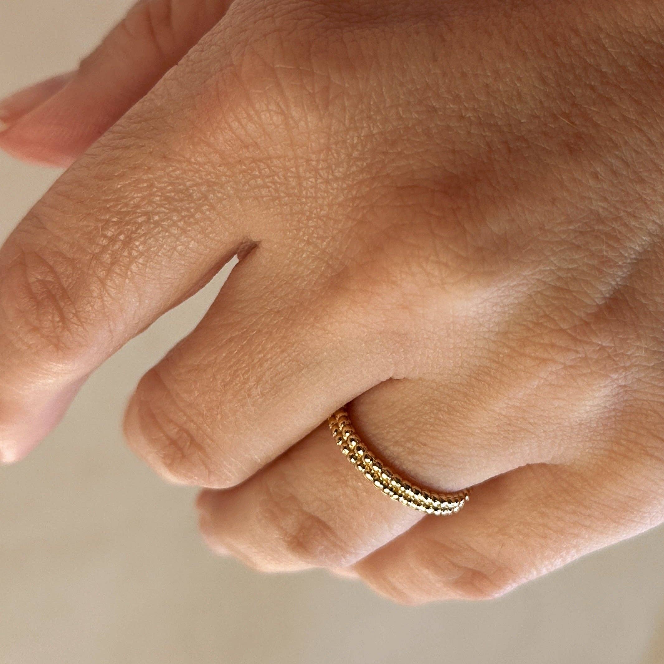 Double Beaded Band Ring: Size 6 in 18k Gold Filled