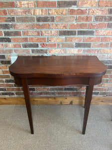 Lovely Mahogany Serpentine Flip Top Game or Console Table