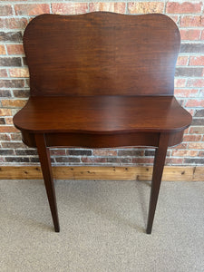 Lovely Mahogany Serpentine Flip Top Game or Console Table