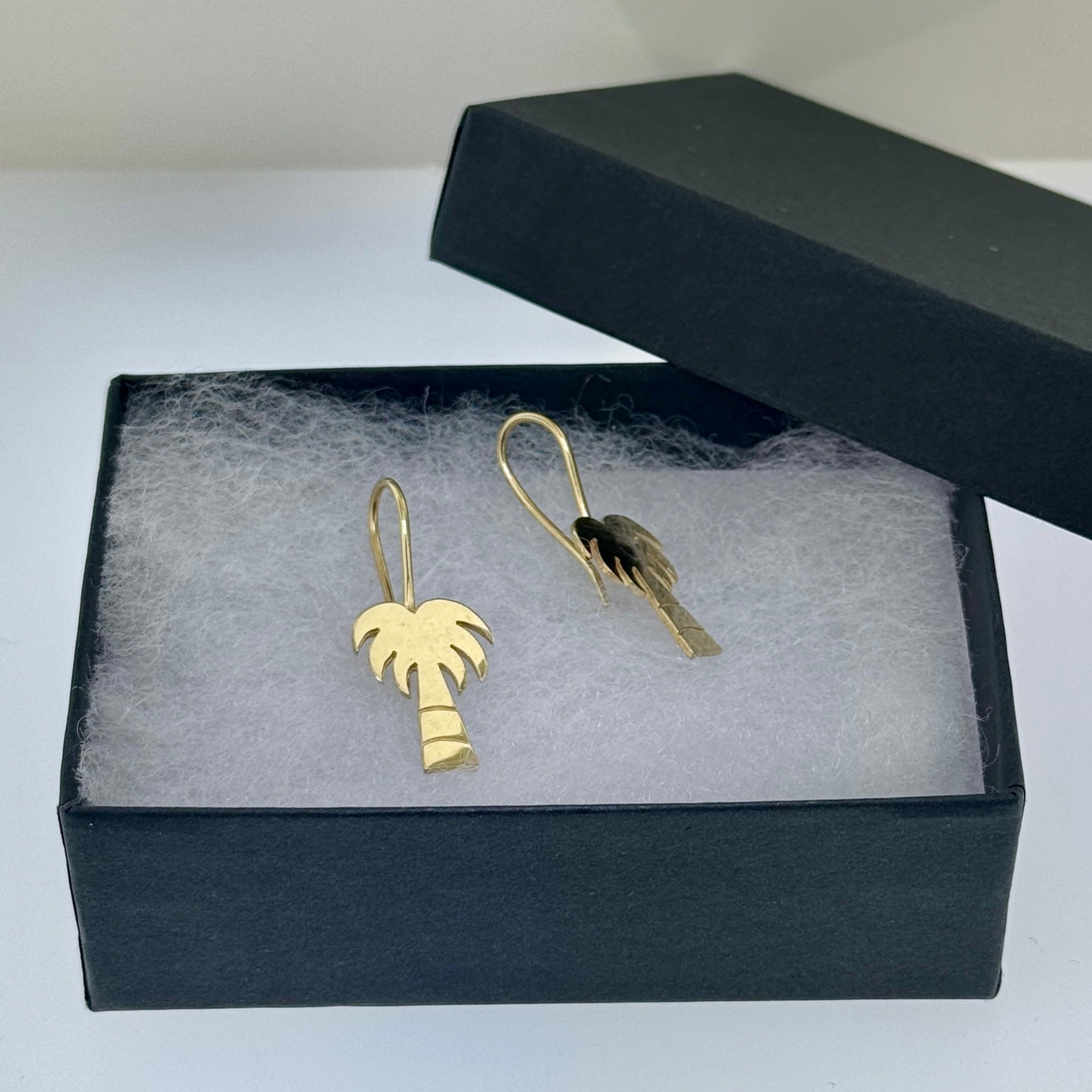 Palmetto Tree Earrings in 10k Yellow Gold