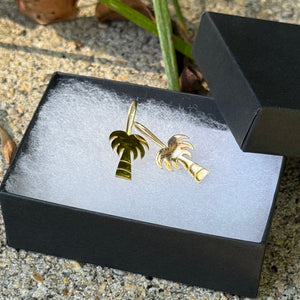 Palmetto Tree Earrings in 10k Yellow Gold