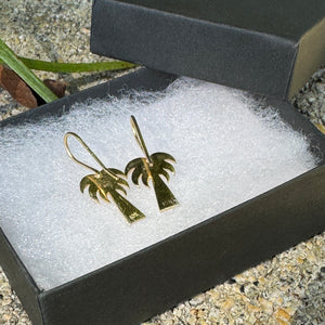 Palmetto Tree Earrings in 10k Yellow Gold