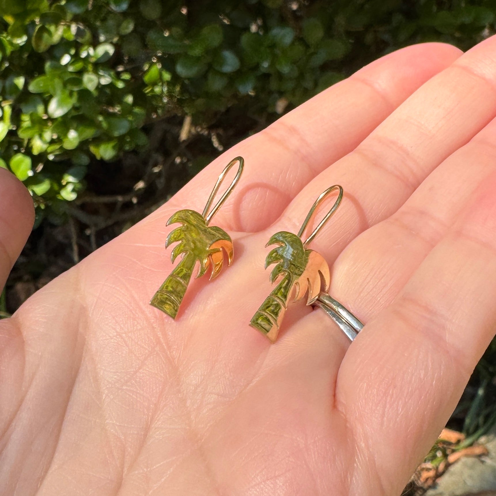 Palmetto Tree Earrings in 10k Yellow Gold