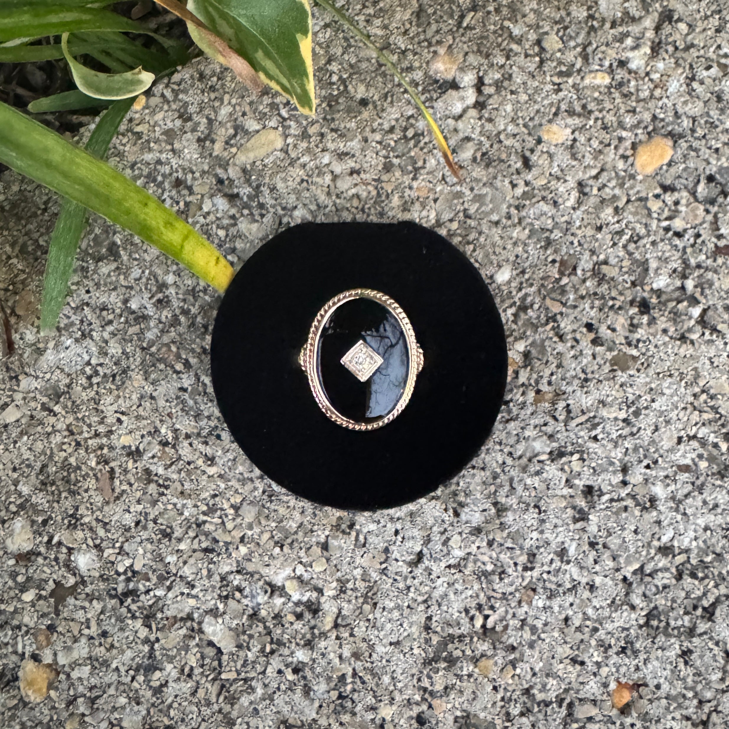 Mid-Century Onyx and Diamond Ring in 14k Yellow Gold CPJ-RE 11222025