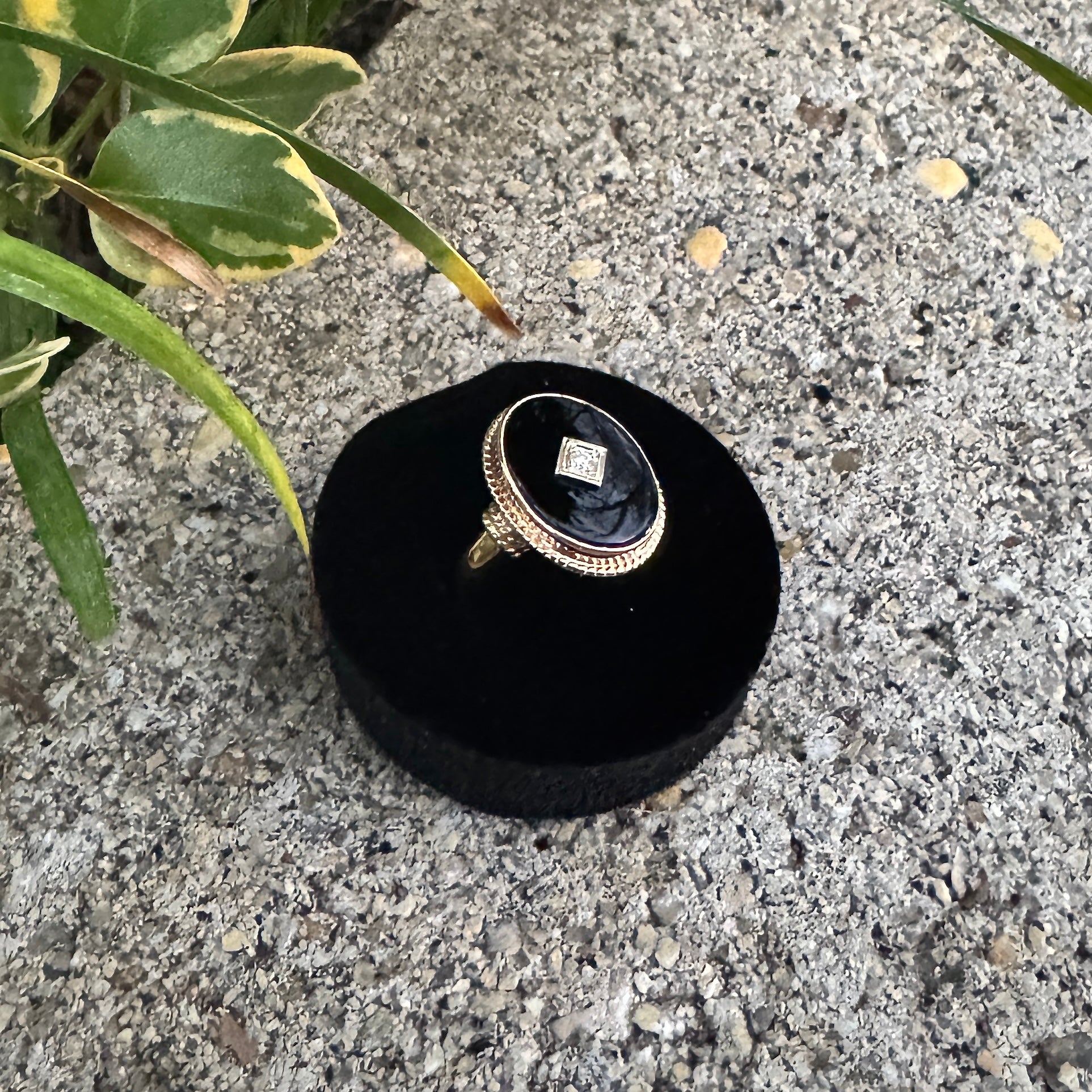 Mid-Century Onyx and Diamond Ring in 14k Yellow Gold CPJ-RE 11222025