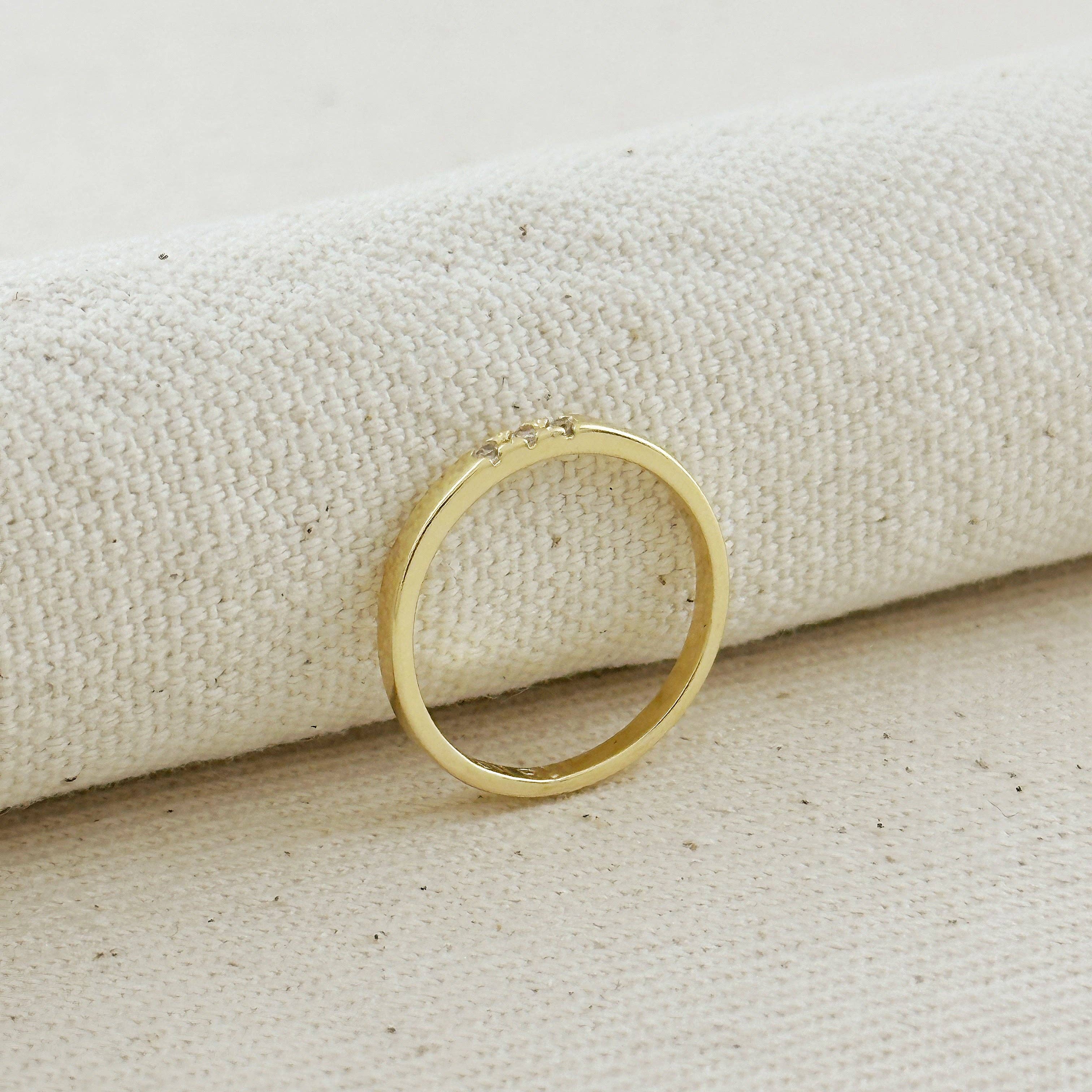 18k Gold Filled Delicate CZ Band Ring: 5