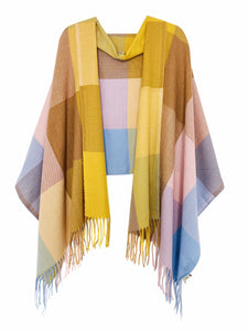 Softer Than Cashmere Color Block Blanket Wrap: Grey-Pink