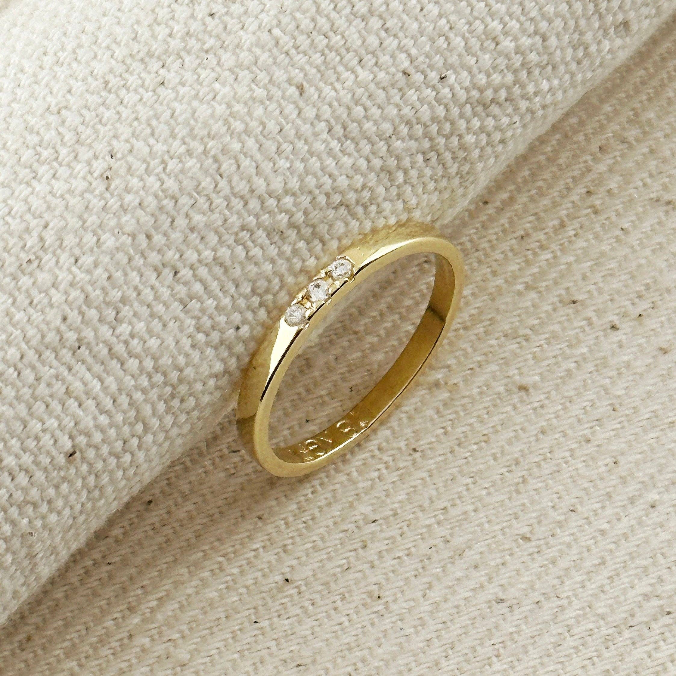 18k Gold Filled Delicate CZ Band Ring: 5