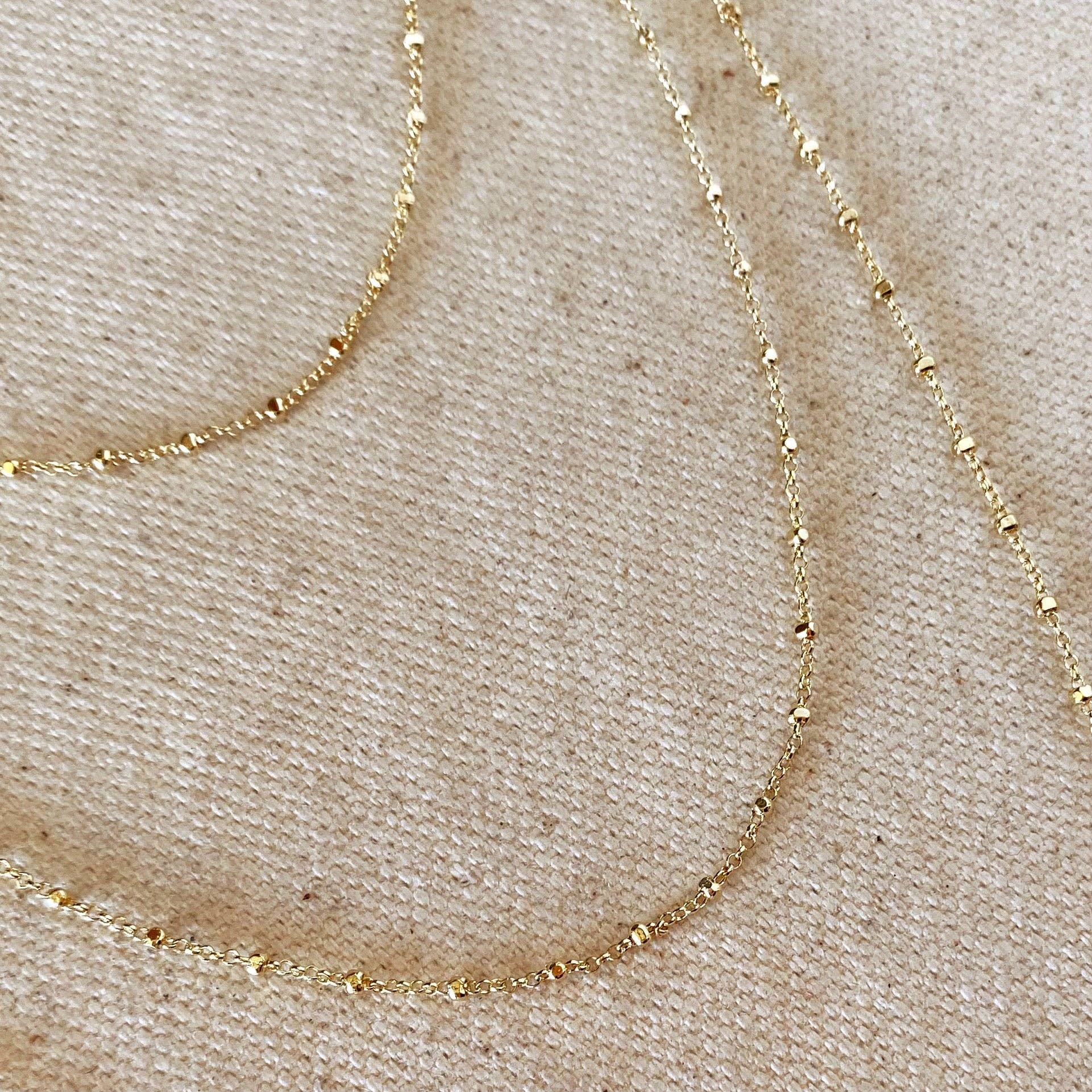 1mm Spaced Beaded Chain: 16 inches in 18k Gold Filled