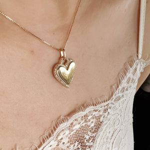 18k GoldFilled Heart Pendant With Cubic Zirconia Around - 1010949