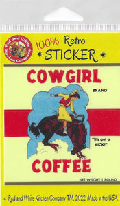 Cowgirl Coffee Retro Sticker