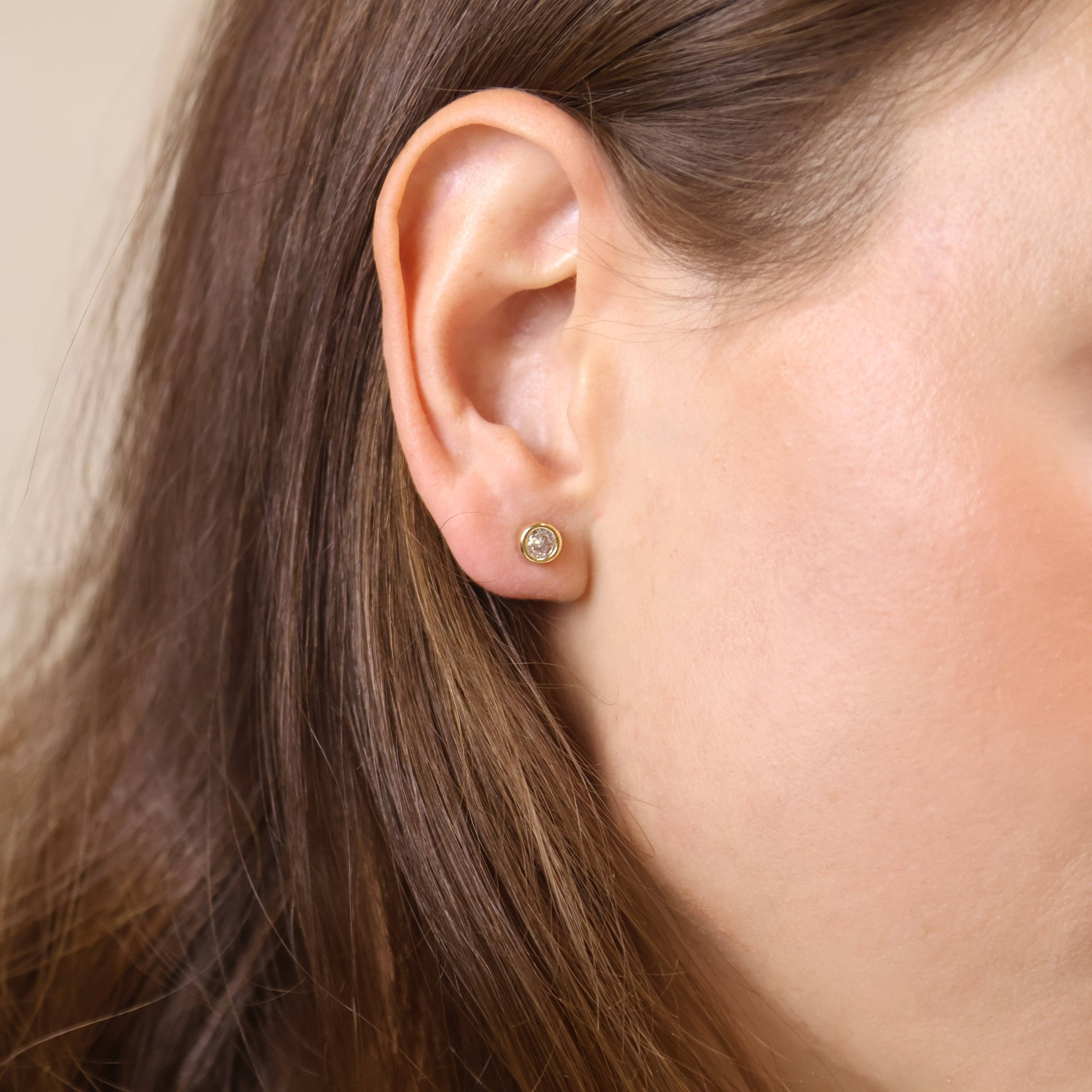 Mini CZ Round Stud Earrings in 18k Gold Filled