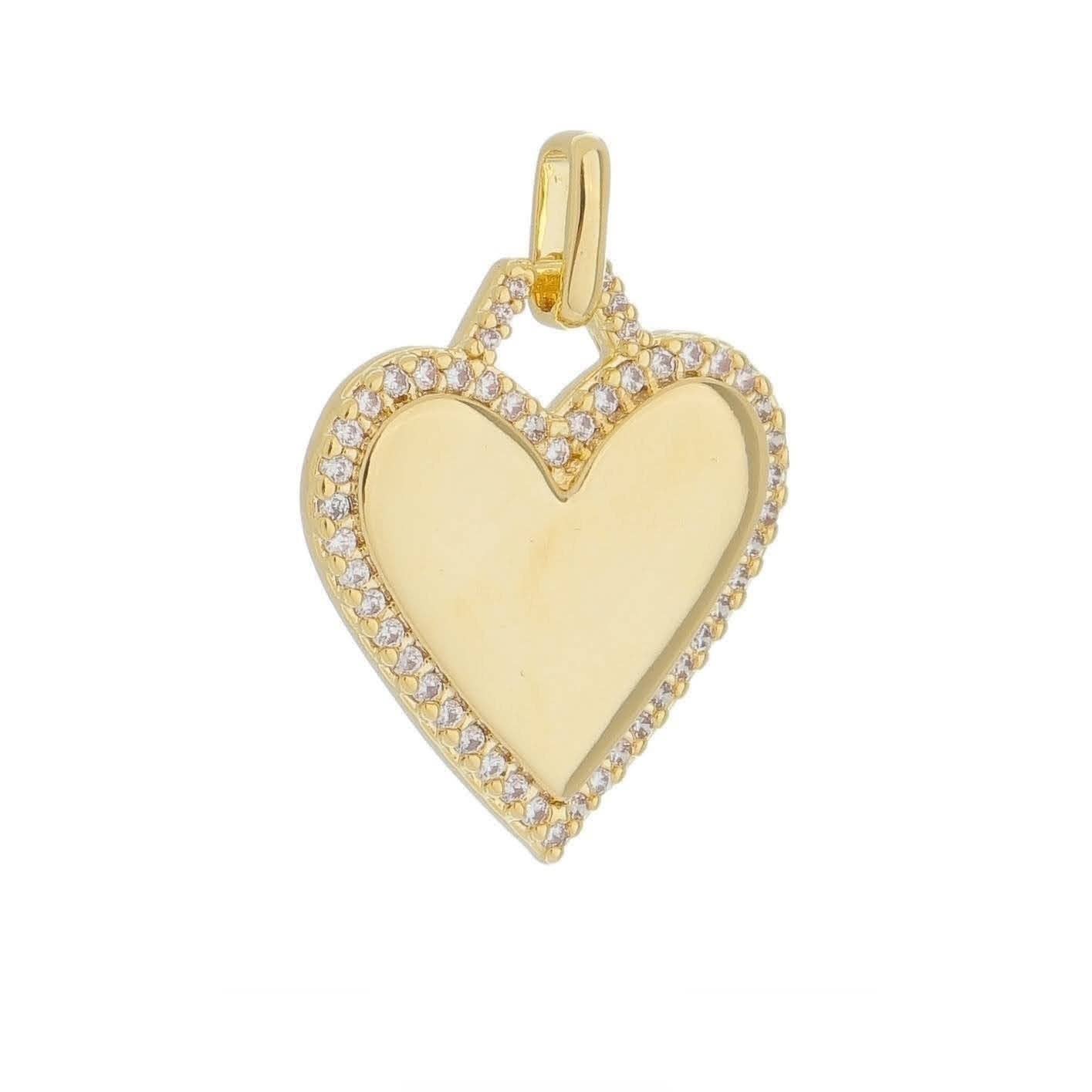 18k GoldFilled Heart Pendant With Cubic Zirconia Around - 1010949