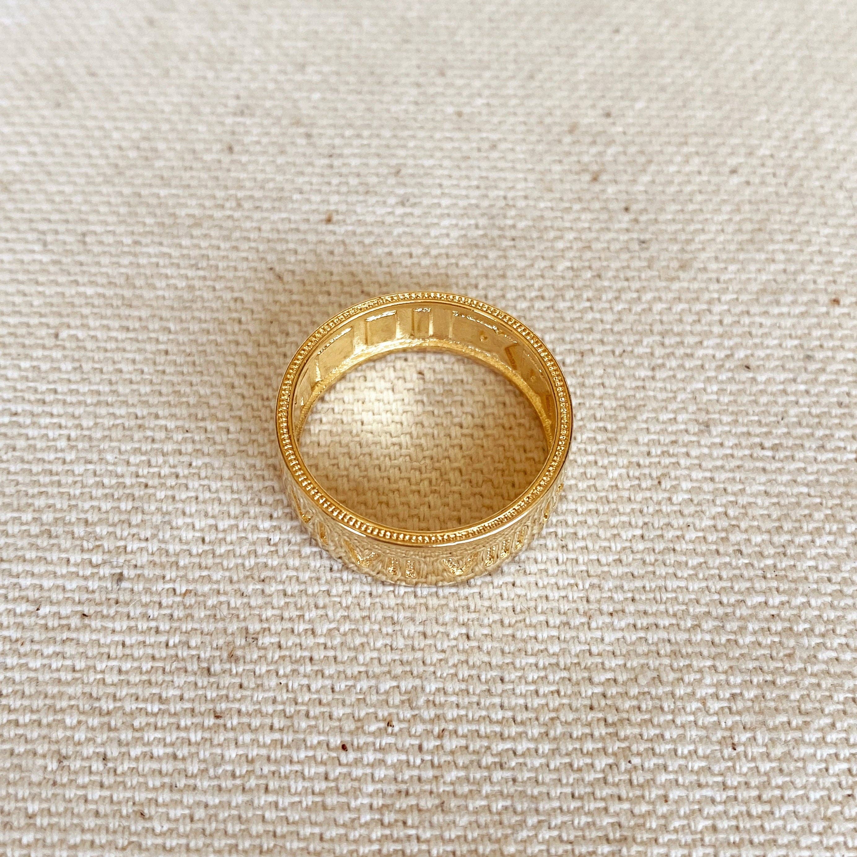 Roman Numeral Band Ring: Size 7 in 18k Gold Filled