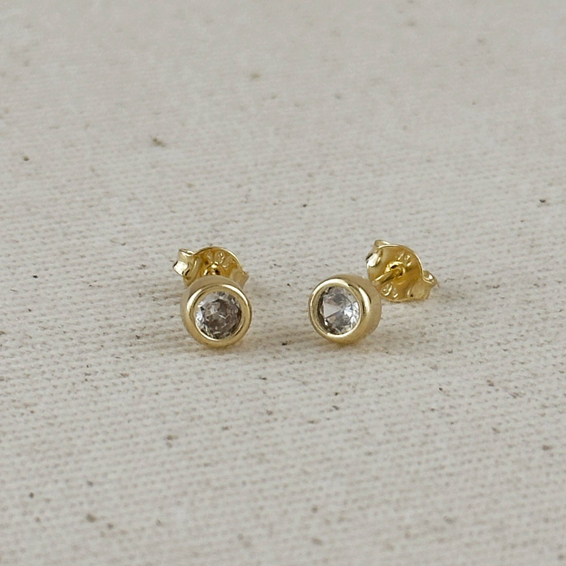 Mini CZ Round Stud Earrings in 18k Gold Filled
