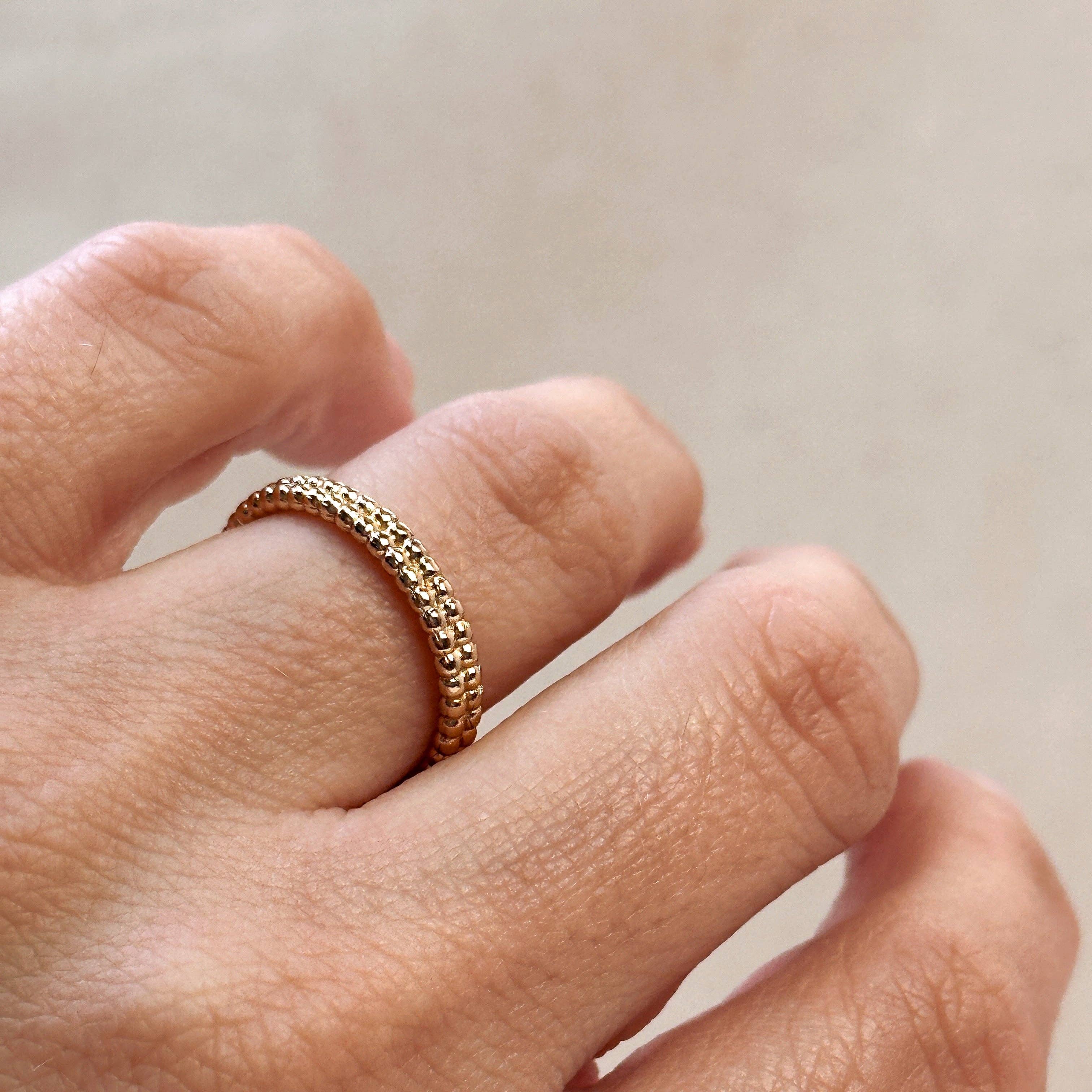 Double Beaded Band Ring: Size 7 in 18k Gold Filled