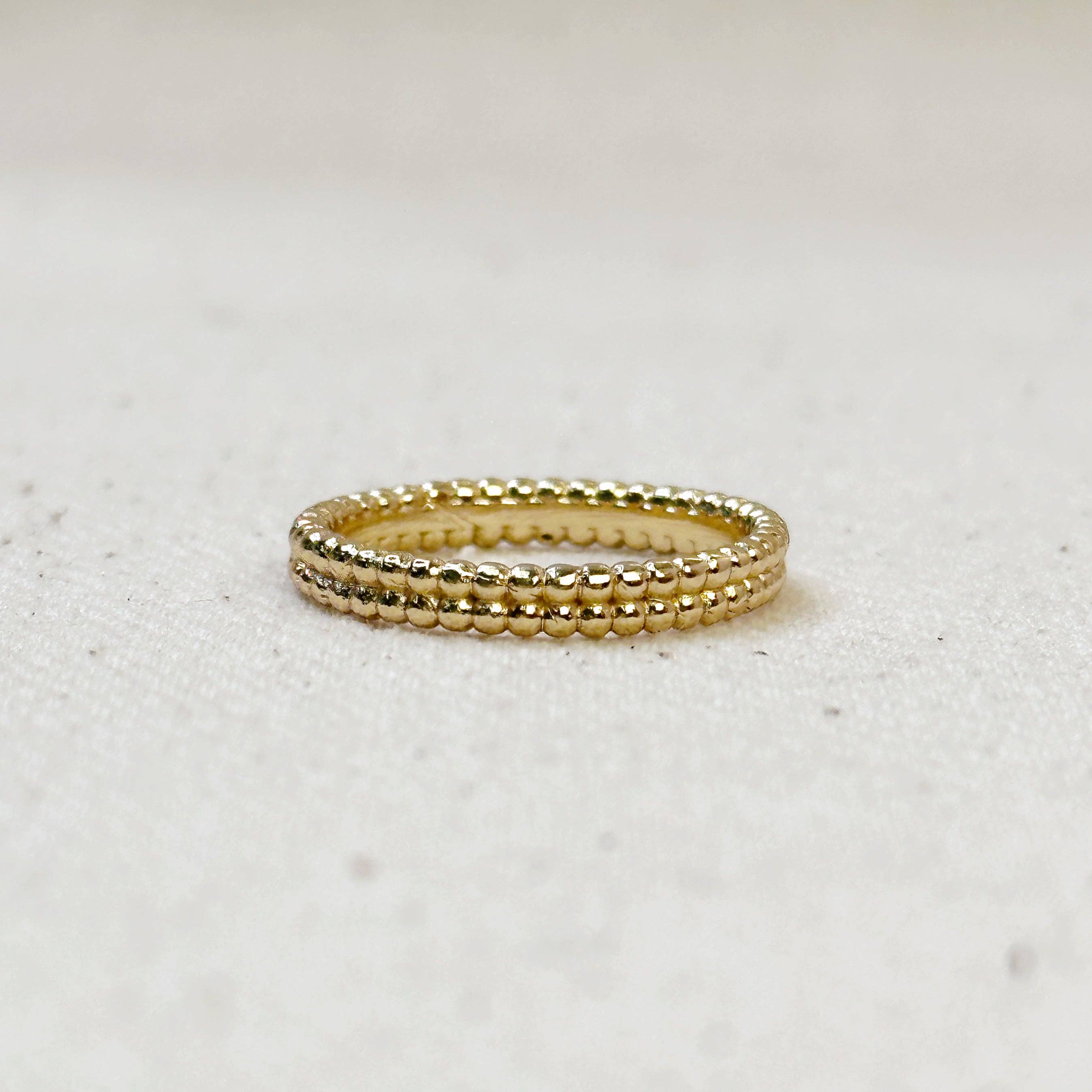 Double Beaded Band Ring: Size 6 in 18k Gold Filled