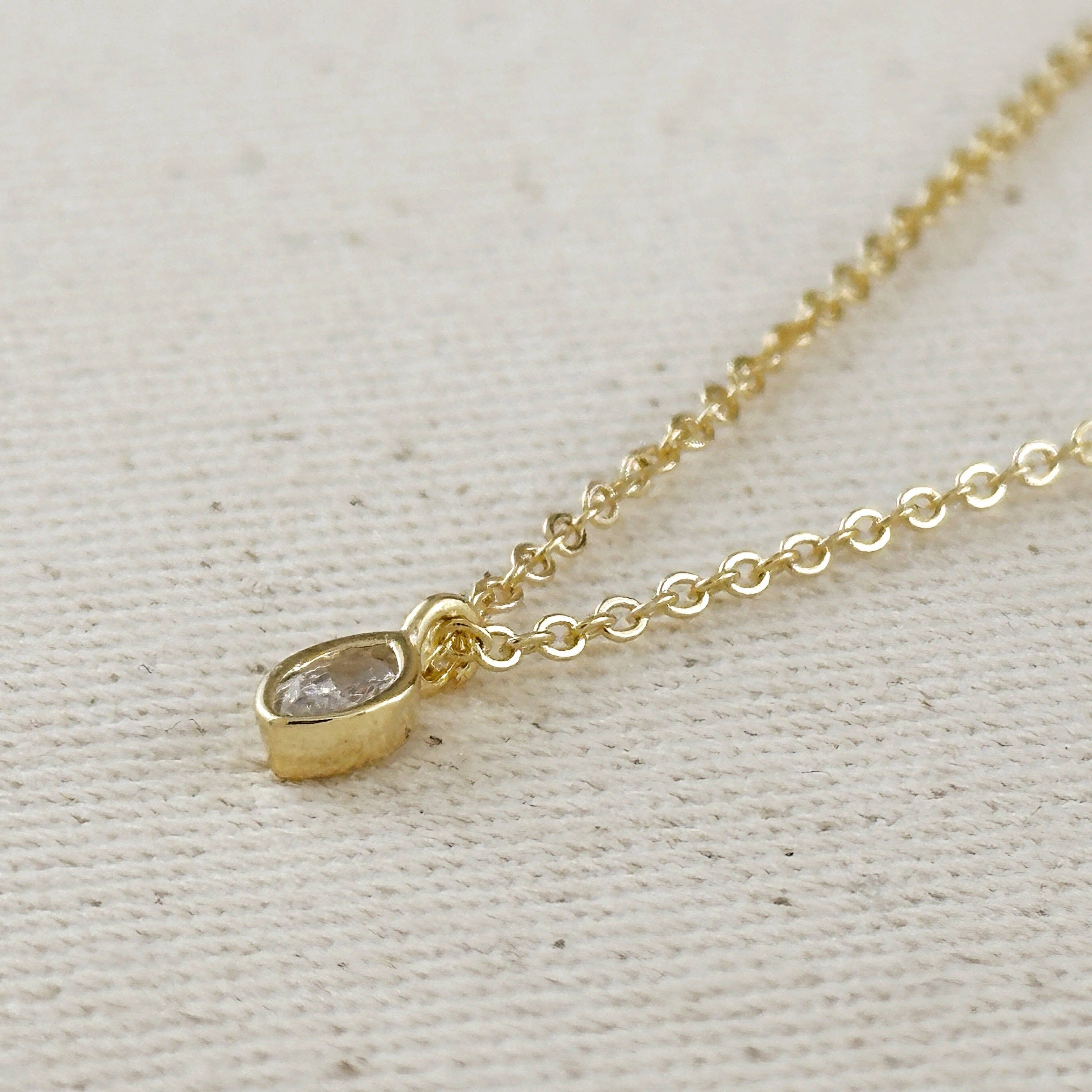 Ellipse Solitaire Necklace in 18k Gold Filled