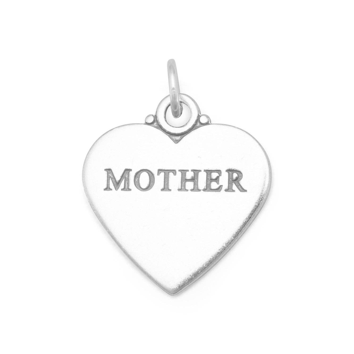 "MOTHER" Heart Charm in Sterling Silver -  72403