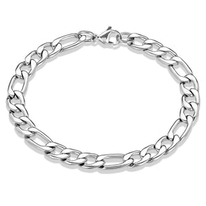 Men's Figaro Chain Bracelet and Necklace Set: Black