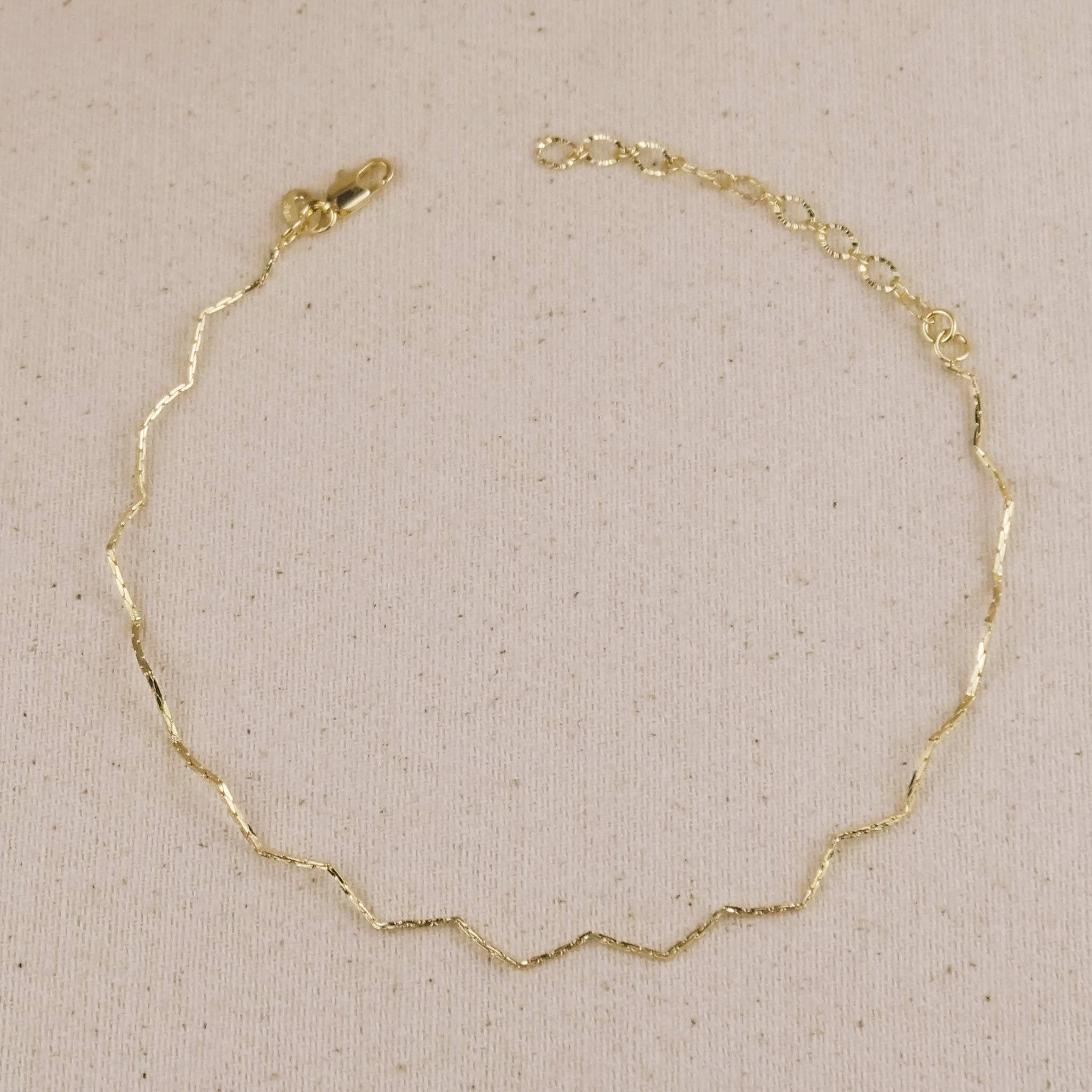 Zig Zag Anklet: 9 inches + 2inches extender in 18k Gold Filled