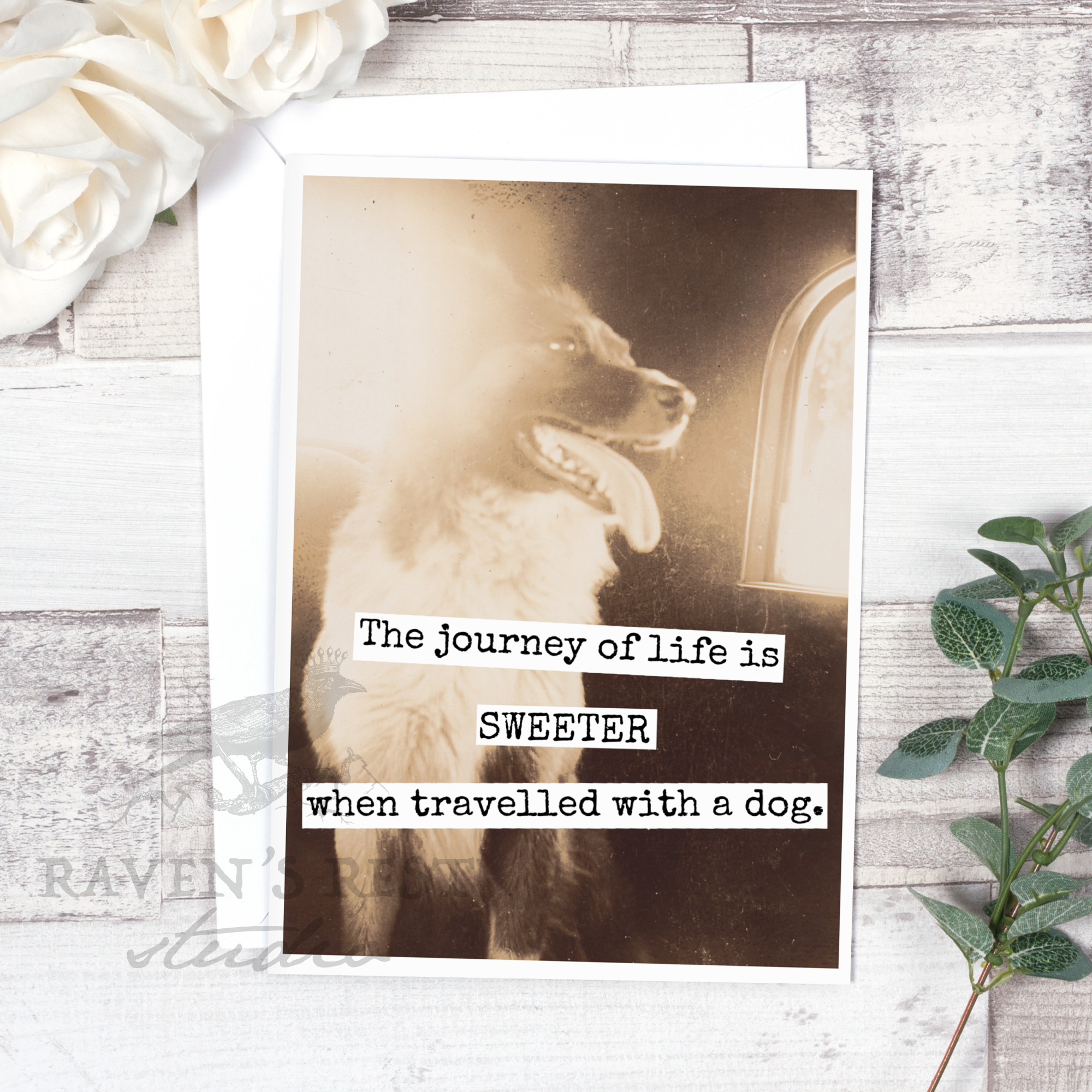 The Journey Of Life Is SWEETER When Travelled With A Dog. Greeting Card