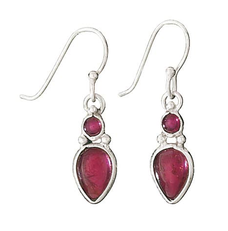 Fine Time Garnet & Sterling Silver Earrings - E1281