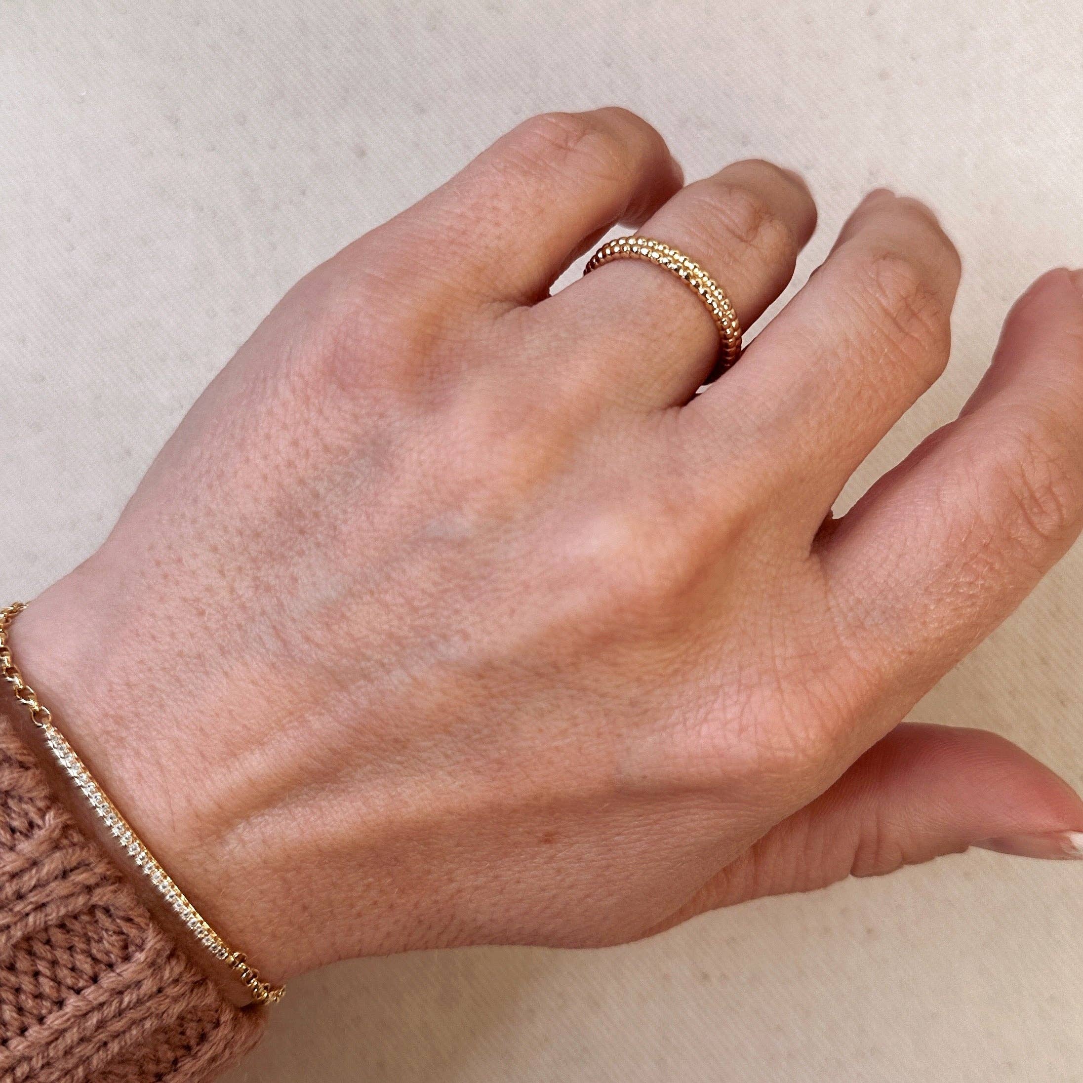 Double Beaded Band Ring: Size 8 in 18k Gold Filled