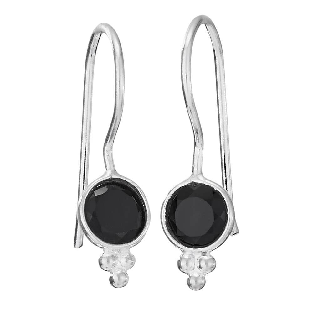 Simple Onyx Sterling Silver Earrings - E4246