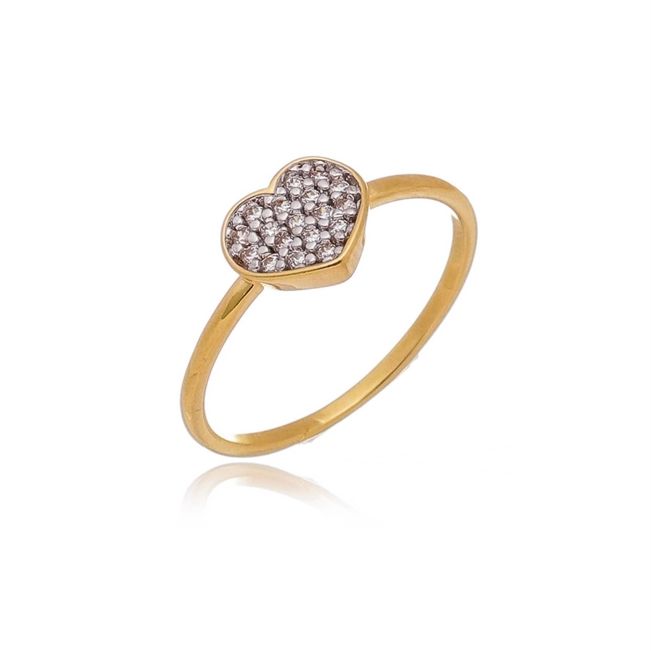 Dainty Cubic Zirconia Heart Ring: Size 6 in 18k Gold Filled