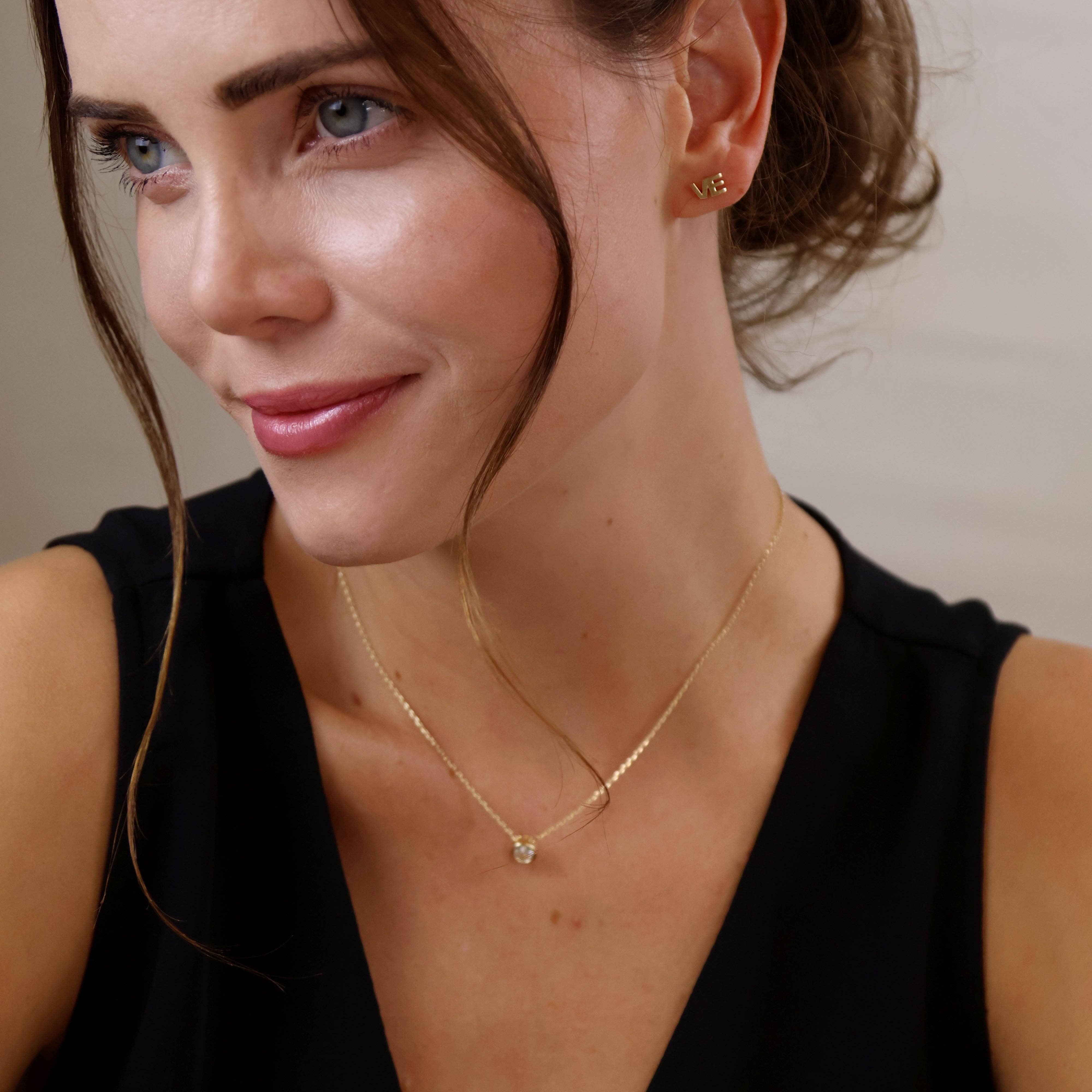 CZ LO-VE Stud in 18k Gold Filled