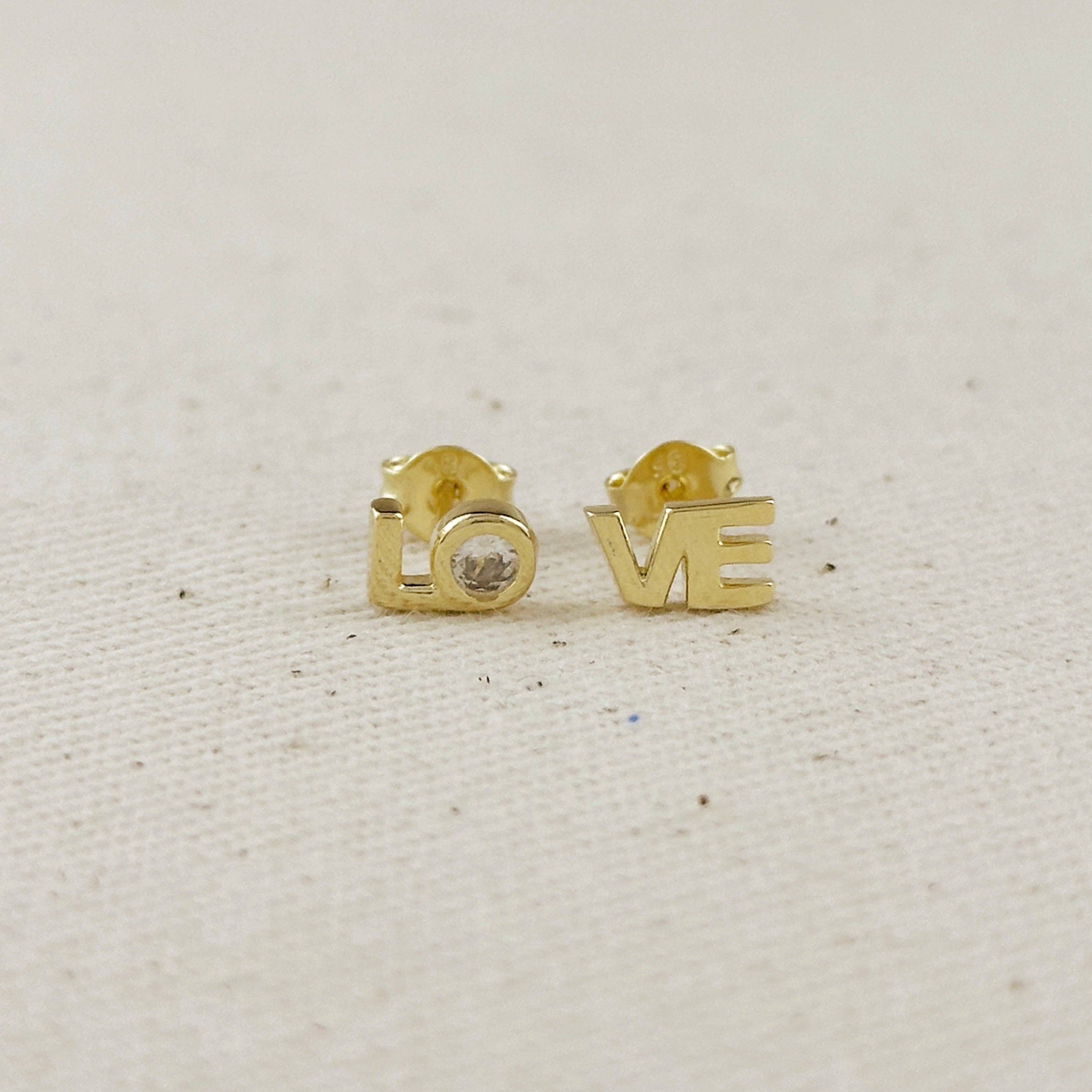 CZ LO-VE Stud in 18k Gold Filled