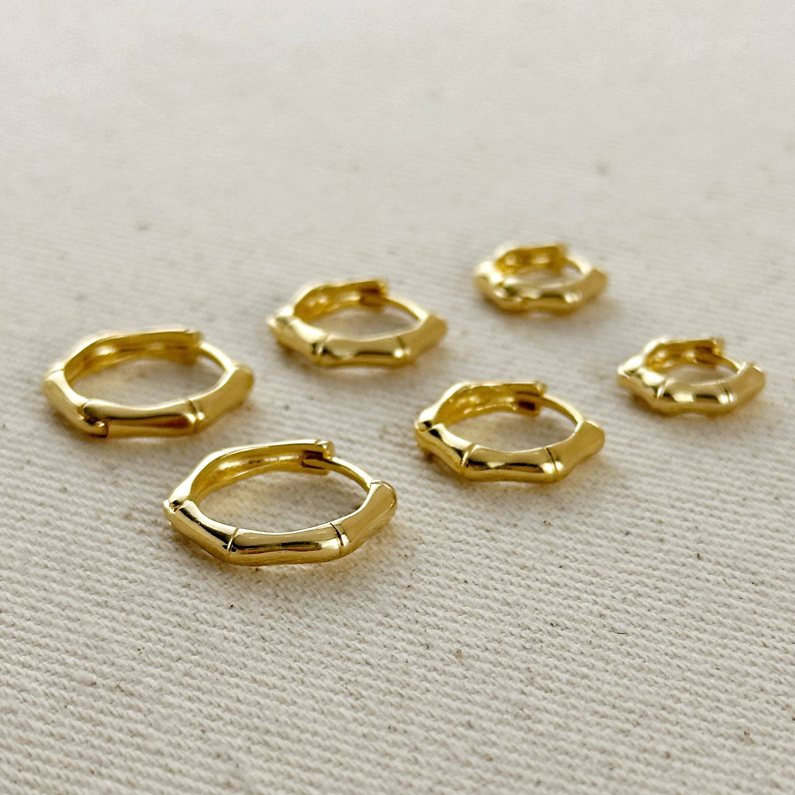 18k Gold Filled Bamboo Clicker Hoop Earrings: 10mm