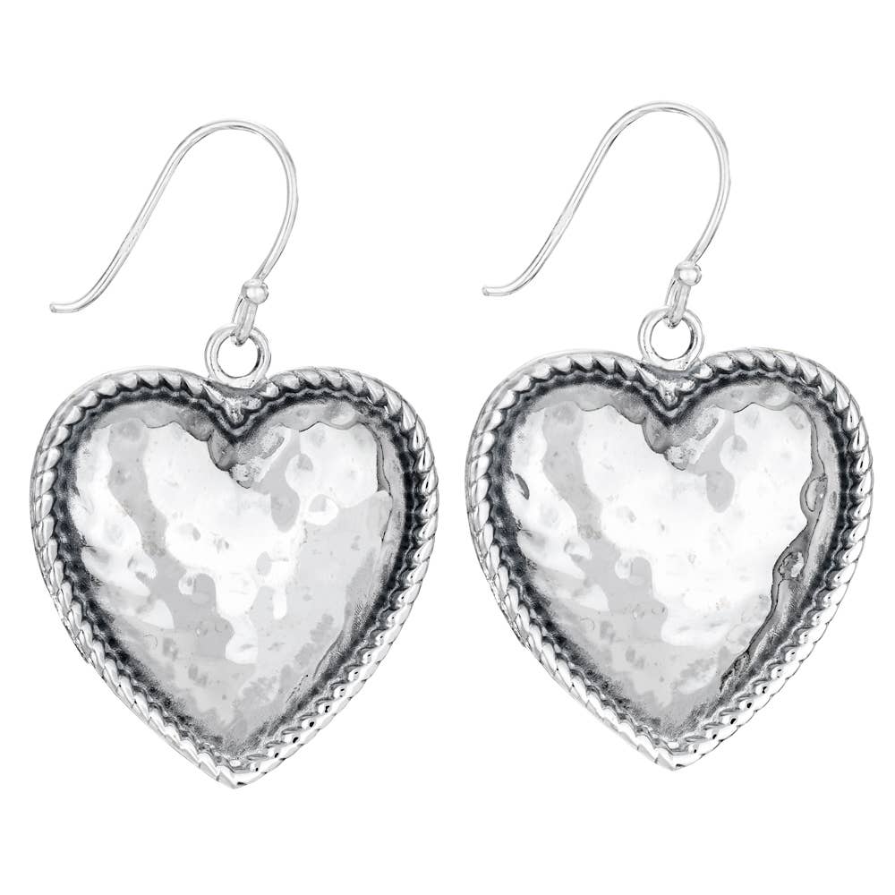 Big Heart Dangle Earrings in  Sterling Silver by Tiger Mountain Jewelry