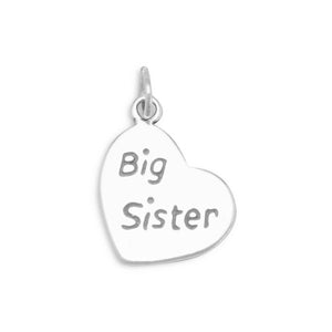 "Big Sister" Heart Charm with Sterling Silver Box Chain  - 72605