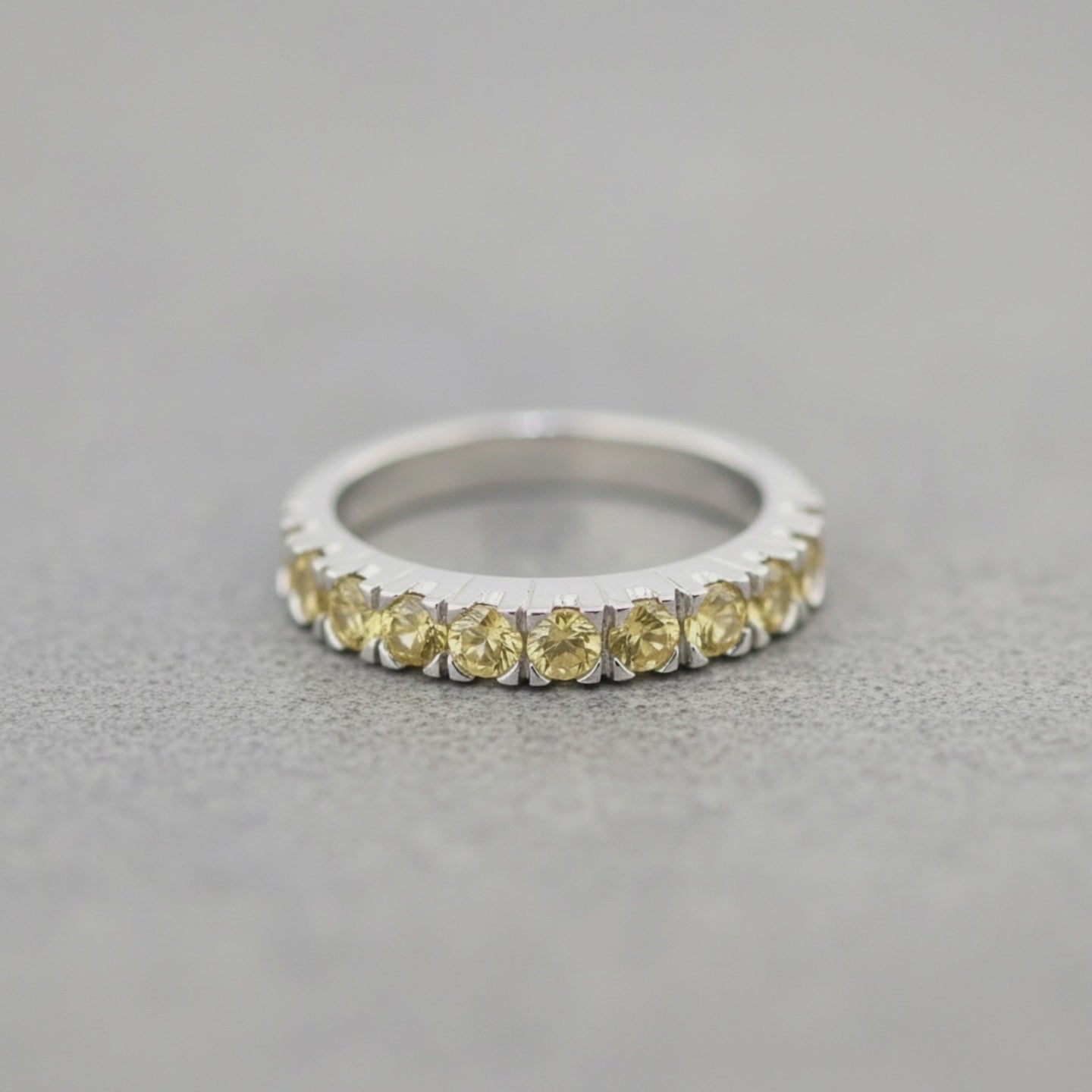Citrine Ring Band in 14k White Gold