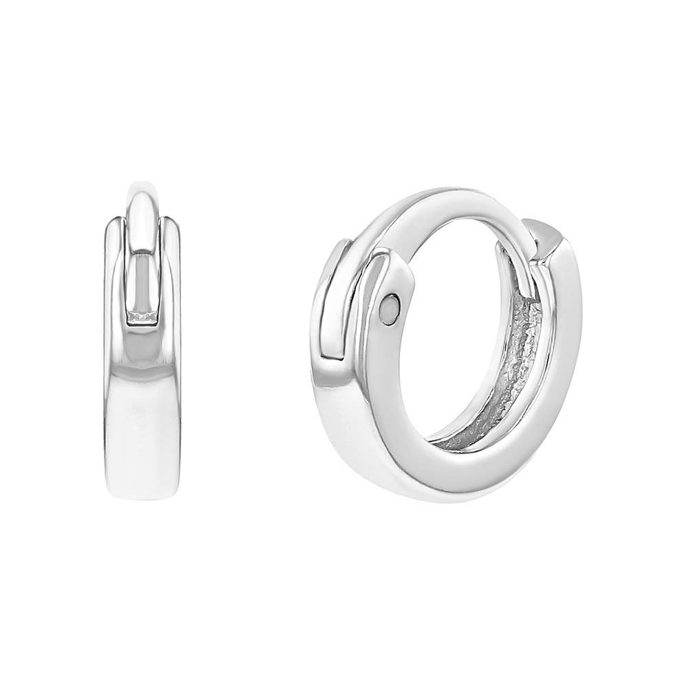 925 Sterling Silver Tiny Plain Huggie Baby Hoop Earrings Inf