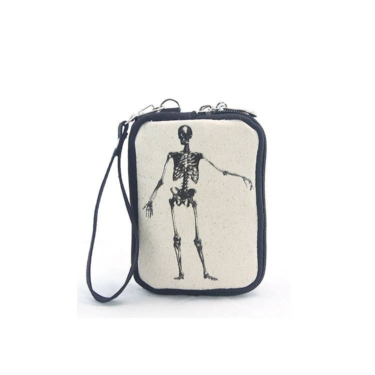Vintage Print Skeleton Mini Bag or Wristlet