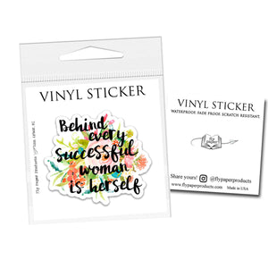 Successful Woman Floral Vinyl Sticker : Packaged Sticker