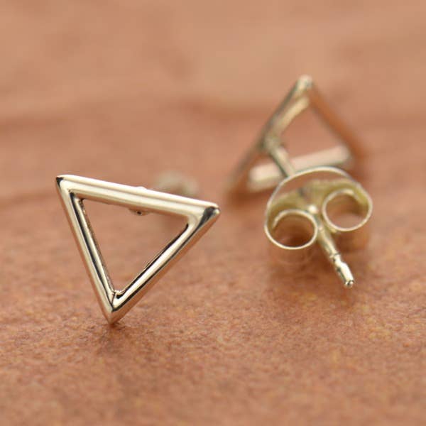 Silver Stud Earrings - Openwork Triangle Post Earring 7x9mm