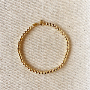 18k Gold Filled 3.5 mm Beaded Bracelet