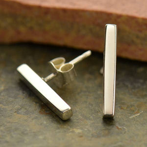Sterling Silver Stud Earrings - Bar Post Earring 15x2mm