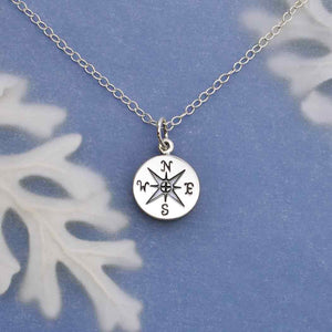 Sterling Silver 18 Inch Compass Necklace