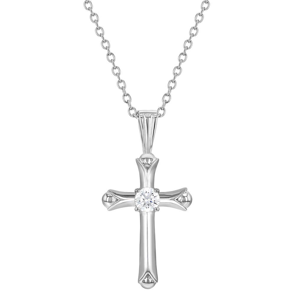 Youth 925 Sterling Silver Cross Cubic Zirconia Necklace Pendant
