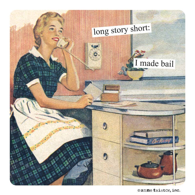 Anne Taintor Magnet Long story short.  I made bail.