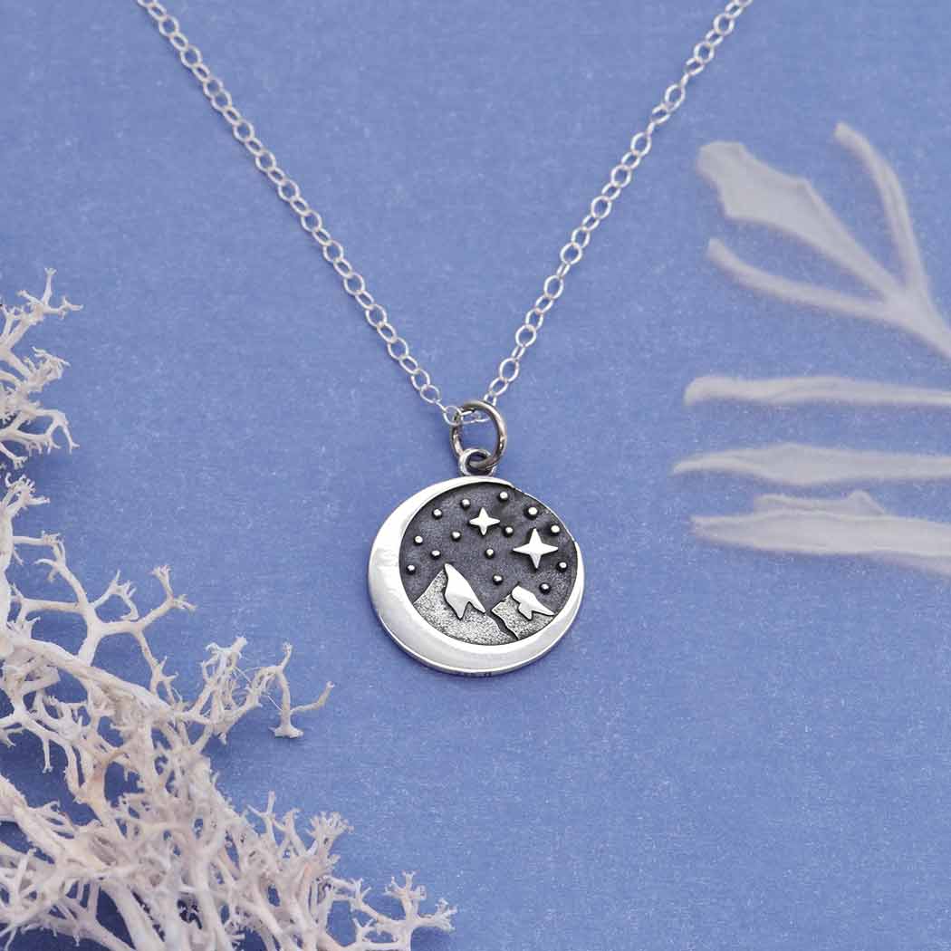 Sterling Silver 18 Inch Snow Cap Mountain Charm Necklace
