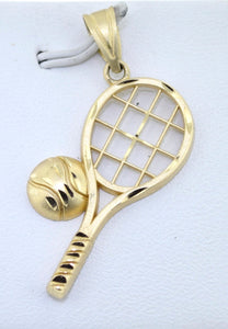 Vintage Tennis Ball and Racquet Pendant 14k Gold - Charm for Bracelet