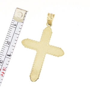 10k Yellow Gold Cross Pendant 1.5" Religious Charm