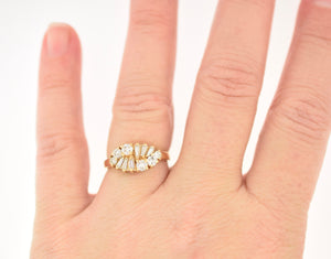 14k Yellow Gold Diamond Fashion Cluster Ring 3/4 carat