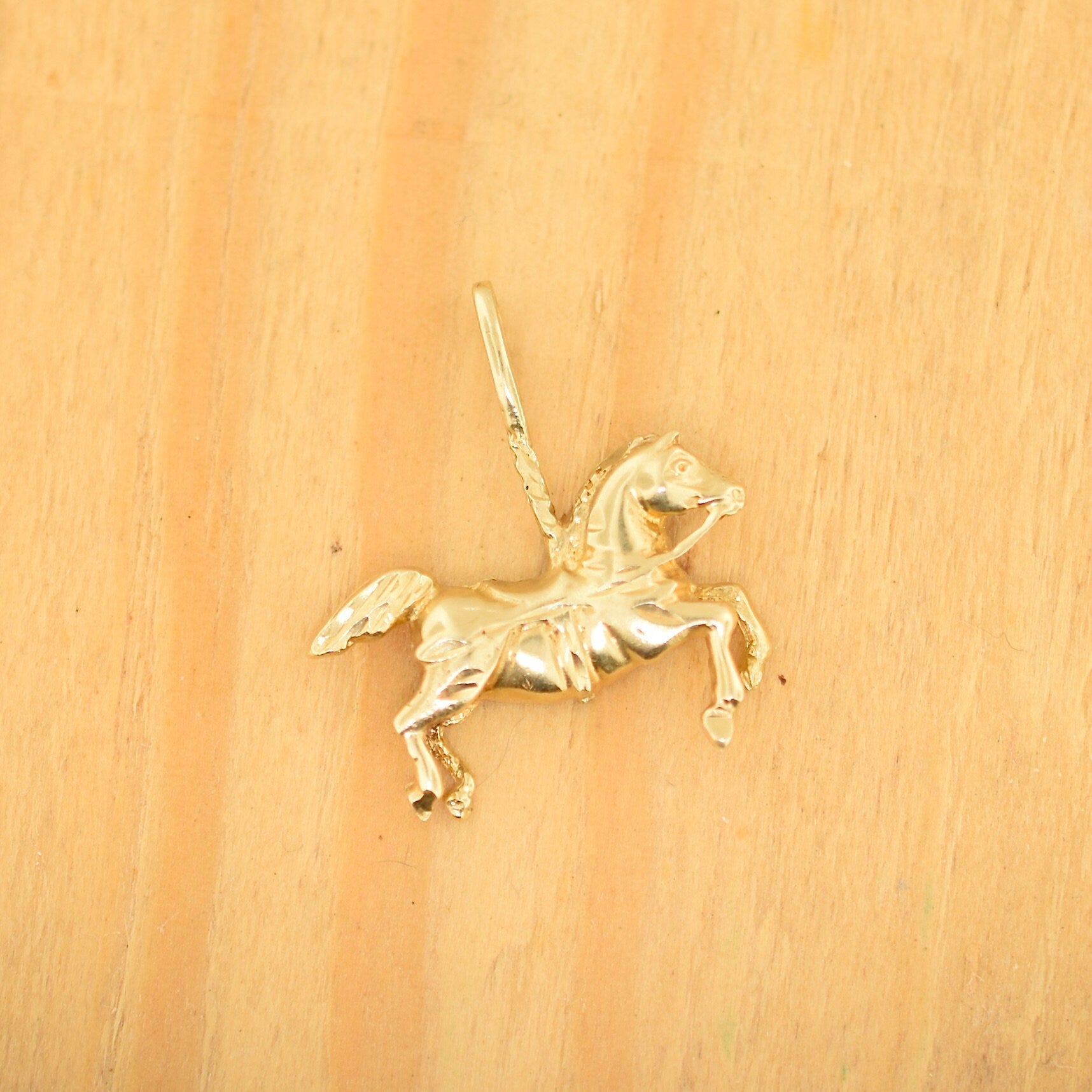 Vintage Gold Horse Charm 14k Jewelry Heavy Pendant Carousel